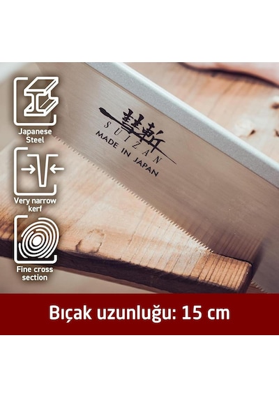 Suizan 2600 Dozuki Dovetail Çokyönlü Japon Ahşap Kesim Testeresi 15 Cm