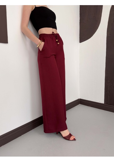 Verymoda Keten Pantolon D2381 Bordo