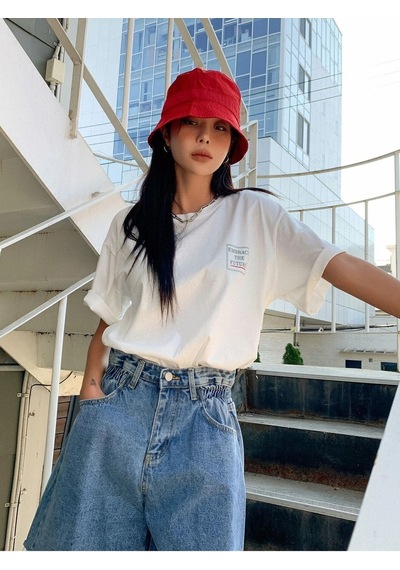 The Future T-shirt - Beyaz Oversize Baskılı Bisiklet Yaka Beyaz