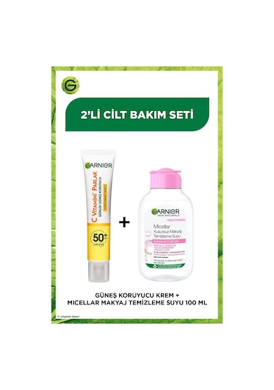 Garnier C Vitamini Parlak Görünmez Doku Yüz Güneş Kremi SPF50+ 40 ML + Micellar Makyaj Temizleme Suyu 100 ML