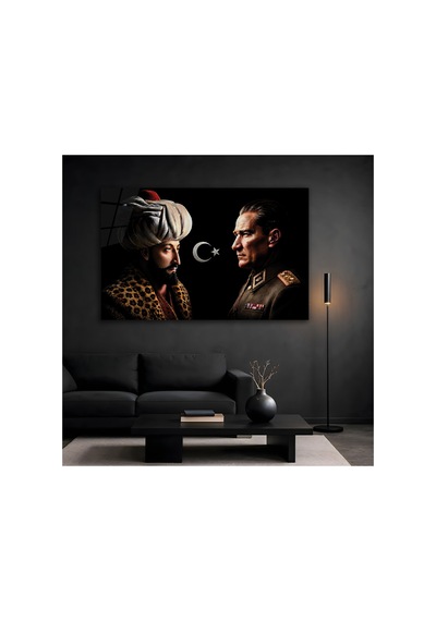 Fatih Sultan Mehmet Atatürk I Cam Tablo, Temperli Cam Portre Duvar Tablosu, Uv Baskılı Salon Ofis İş Yeri Duvar Dekoru, Milli Temalı Dekoratif Hediyelik Tablo