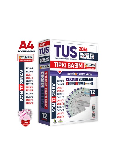 Karakutu Yayınları 2026 Tus Temel&klinik Tıp Bilimleri Ösym Çıkmış Soru Tıpkı Basım Son 3 Yıl 12li Deneme Kitapçığı