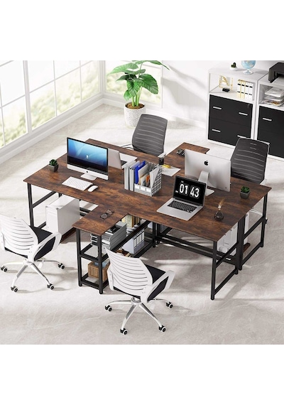 Zizuva  Zizuva Tasarım Kitaplıkla Bölmeli Modern 2 Kişilik Çalışma Masa  (541151295)