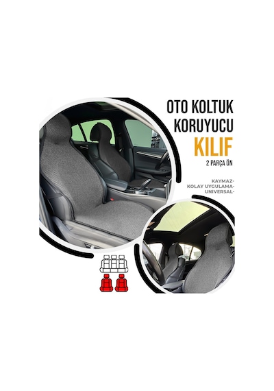 Oto Koltuk Koruyucu Kılıf Füme Universal 2 Parça Ön A+ Kalite