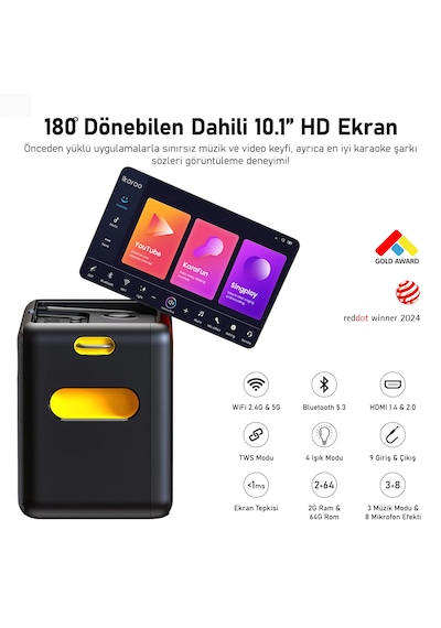 Ikarao Break X2 300 W 10" Taşınabilir Karaoke Bluetooth Hoparlör Seti