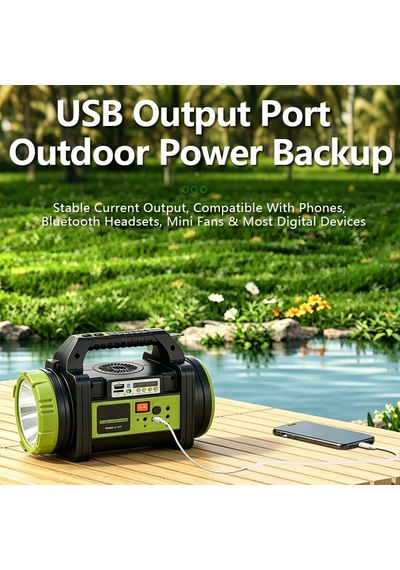 Ws-5683 30w Şarjlı Solar Ev Aydınlatma Seti Radyo Fan Powerbank Spot Fener Stantart