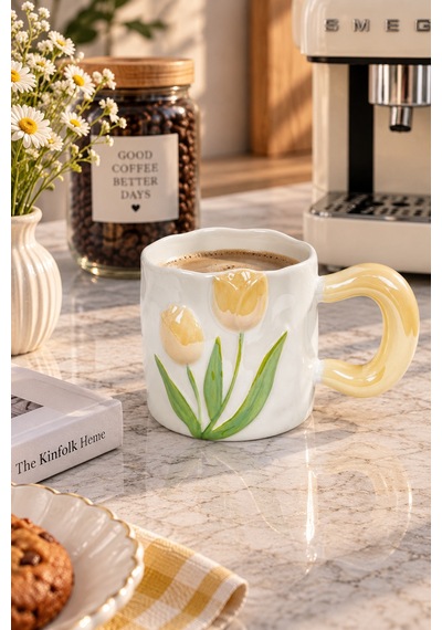 Nazen Lüsterli Sarı Porselen Kupa 480 Ml-7735 Çok Renkli