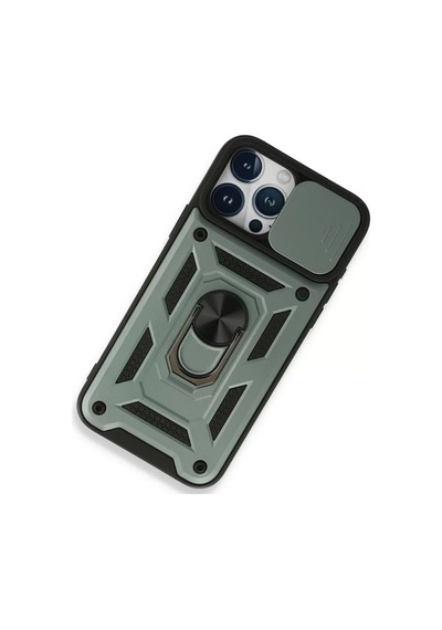Newface Apple İphone 15 Pro Kılıf Pars Lens Yüzüklü Silikon - Yeşil