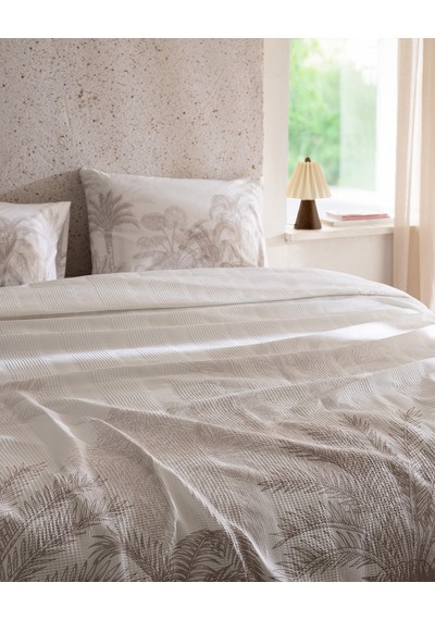 Madame Coco Aruba King Size %100 Pamuk Karde Baskılı Pike Takımı - Bej 8684427310410 Çok Renkli