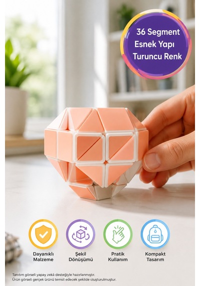 Magic Snake Zeka Oyunu Akıl Oyunu Sabır Oyunu 36 Segment Şekil Yılanı Turuncu