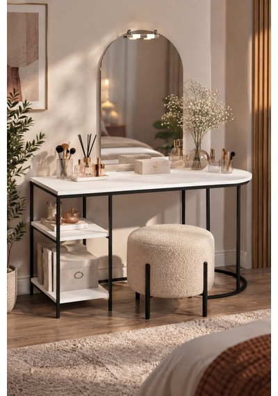 Sulorahome Beyaz Çalışma Ve Makyaj Masası 125 Cm