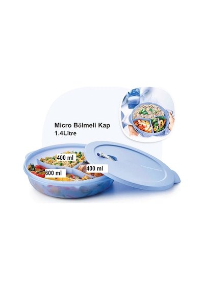Bölmeli Mikrodalga Fırın Isıtma Kabı 1.4 Lt Mikro Tabak Yeni Renk Çok Renkli