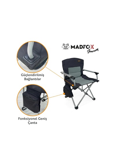 Madfox Journey Katlanır Kamp Sandalyesi Siyah/gri 547284 Siyah-gri