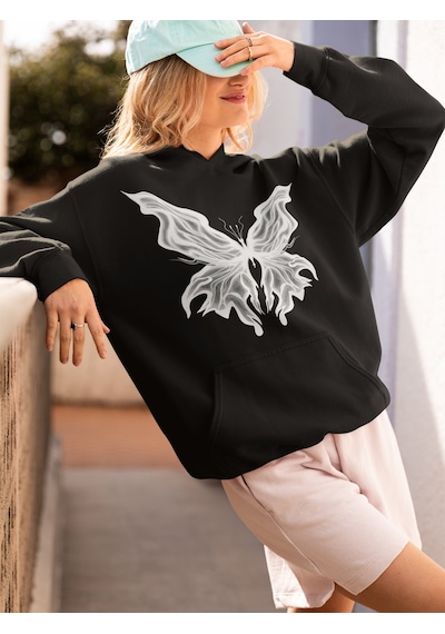 Sevbano Tasarım Billie Eilish Kelebek Temalı Baskılı Unisex Oversize Şark Siyah Sevbano Tasarım Billie Eilish Kelebek Temalı Baskılı Unisex Oversize Şark Siyah