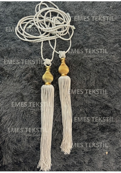 Kuka Braçol Kornişe Takma Tavan Yan Bağlama Perde Toplama Aksesuarı Tieback Gold Kukalı Krem