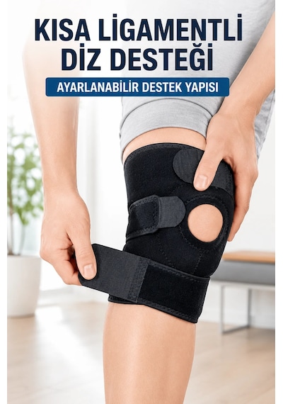 Ayarlanabilir Kısa Ligamentli Dizlik Açık Diz Kapağı Spor Ve Günlük Kullanım Siyah