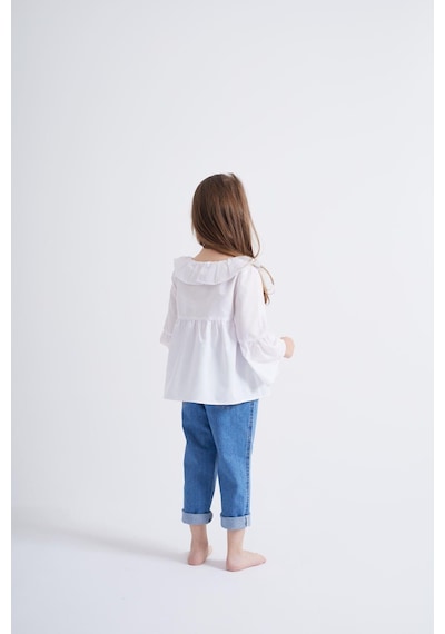 Oliventhekid Beyaz Poplin Bluz Beyaz Beyaz