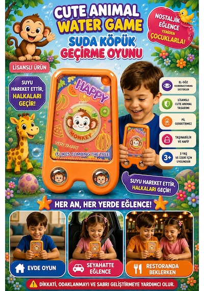 Suda Halka Köpük Geçirme Oyunu Sevimli Hayvanlar Dünyası Duyusal Gelişim Destekli Nostaljik Aslan 25 22073278