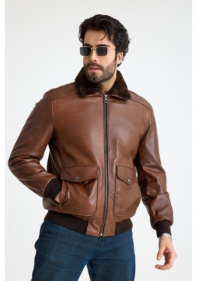 Franko Armondi Pi Lot Model Erkek Deri Ceket E11-klj-2071 Fındık