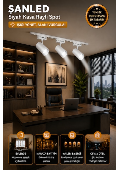 Led Beyaz Kasa Gün Işığı 35w Raylı Spot / 1 Adet
