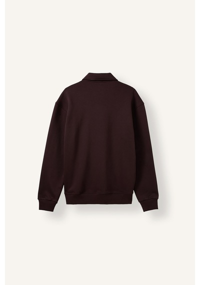 Defacto Pamuklu Regular Fıt Polo Yaka Kalın Kumaş Sweatshirt H1833ax26aubn340 Kahve-bn340