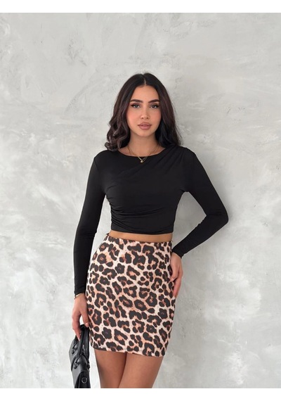 Bigümex Kadın Leopar Desen Etek Leopar