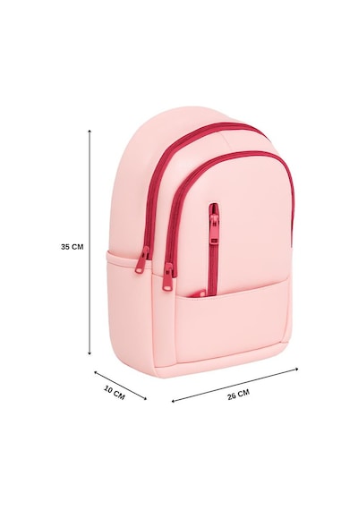 Yuga Suni Deri Dört Gözlü Sırt Çantası Pembe Pembe