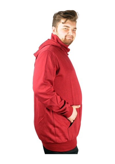 Mode Xl Büyük Beden Erkek Sweatshirt Arm Mask 21505 Bordo 001