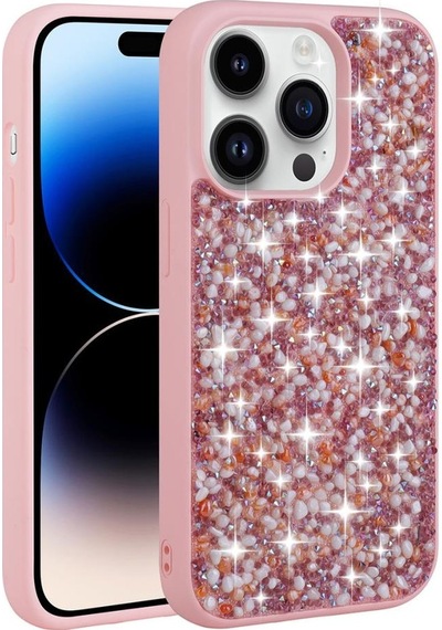 Apple Uyumlu iPhone 14 Pro Max Kılıf Parlak Taşlı Tasarım Stone Linea Kapak
