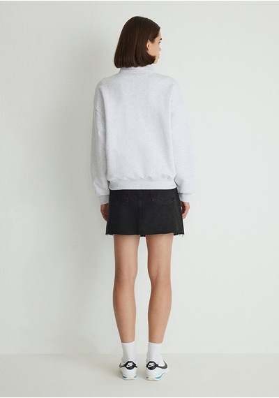 Mavi - Mavi Logo Baskılı Yarı Fermuarlı Gri Sweatshirt 1s10179-85438 Gri