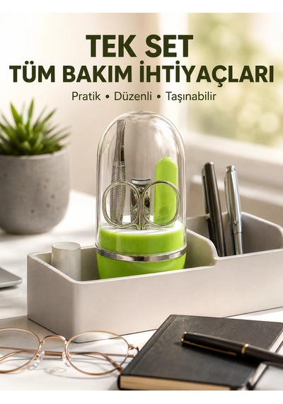 Hubrendy Tekno Yeşil Tırnak Bakım Seti Cımbız Makas Tırnak Makası Ve Törpü