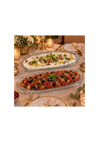 2 Li En Büyük Boy Cam Kayık Tabak 39,5 Cm Premium Servis Sunum Tabağı Uzun Oval Meyve Meze Tatlı Kahvaltı Tabağı Şeffaf