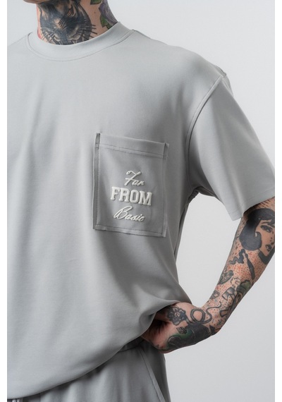 Respire Erkek Far From Basic Baskılı Regular Fit T-shirt Şort Takım Gri