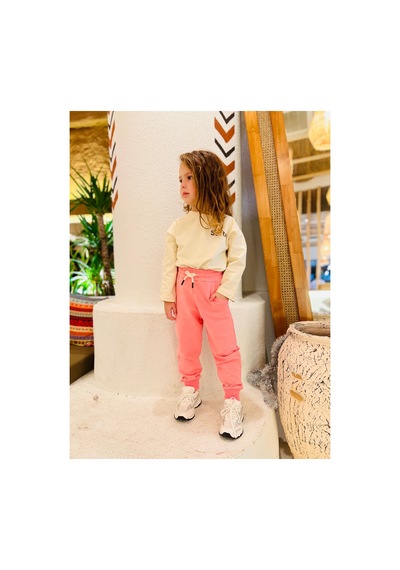 Heyadventure Kız Çocuk Jogger Eşofman Altı Cepli Paçası Kaşkorseli Pembe Pembe