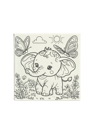 Okul -2'li Tuval Boyama Seti. 20x20 Cm Uv Baskı 6 Akrilik Boya 1