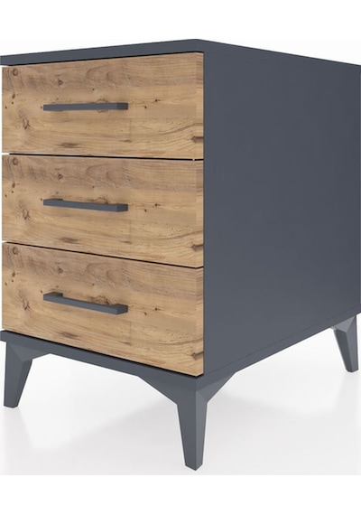 Kronos Komodin 3 Çekmeceli 44x59x64 Antrasit-çam Antrasit