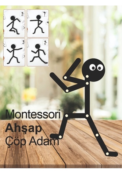 Ahşap Eğitici Oyuncak Montessori Çöp Adam Ahşap Oyuncak Ahşap Yap