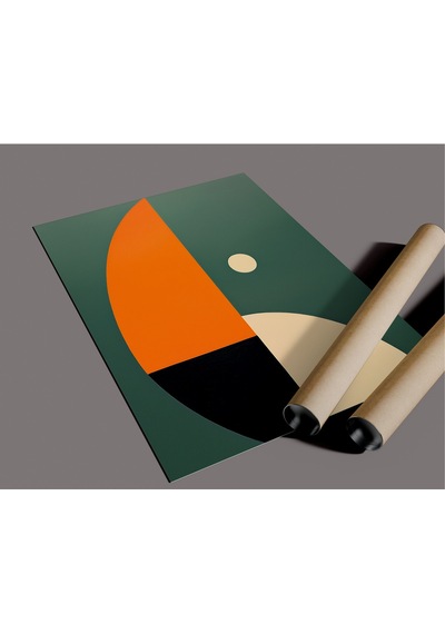 Çerçevesiz Poster, Dijital Baskı Geometrik Soyut Yarım Daireler Poster, Çerçeve İçi Poster,minimal
