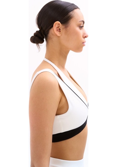 Normal People Lana - Spor Bra / Şeftali Dokulu Peach Skin Kumaş Beyaz