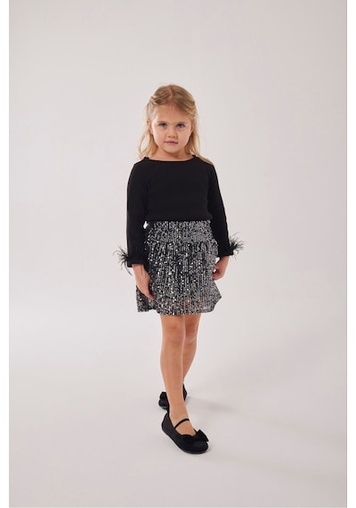 My Kids Wear Kız Çocuk Bayramlık Siyah Payet Etek Takımı 12479 Siyah