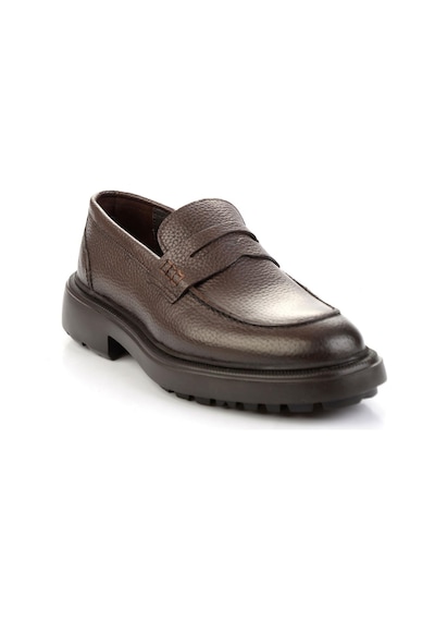 Bambi Kahve Hakiki Deri Erkek Loafer Ayakkabı E01054200440 Kahve