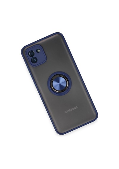Samsung Galaxy A03 Kılıf Montreal Yüzüklü Silikon Kapak - Lacivert 0.2M-Çok Renkli