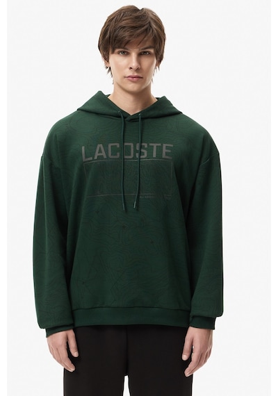 Lacoste Men's Oversize Sweatshirt Bol Kesim Kapüşonlu Pamuklu Erkek Sweatshirt Yeşil