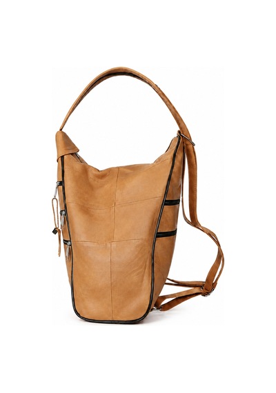Levano Leather %100 Hakiki İtalyan Kuzu Derisi Kadın Sırt Çantası Kahverengi