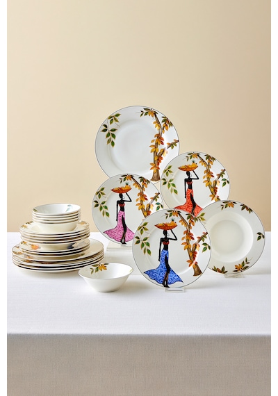 Karaca Elegance Bone Samira 24 Parça 6 Kişilik Yemek Takımı Renkli