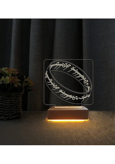3d Led Gece Masa Lambası Yüzüklerin Efendisi Yüzüğü Tsarımlı Doğum Günü Hediyesi