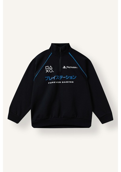 Defacto Playstation Oversize Dik Yaka Yarım Fermuarlı Baskılı Sweatshirt Erkek Çocuk I3673a826wnnv86 Lacivert-nv86
