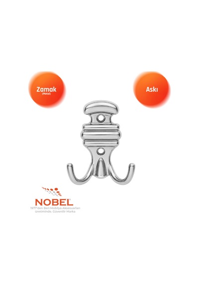 Kemerli Askı, Metal Vestiyer Askısı, 64 Gr, Dolap Ve Duvar Askılığı, Krom Vidalı