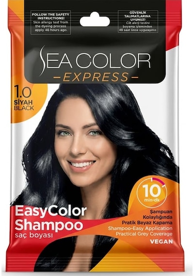 Sea Color Express Amonyaksız Şampuan Saç Boyası 30 Ml 1.0 Numara Siyah