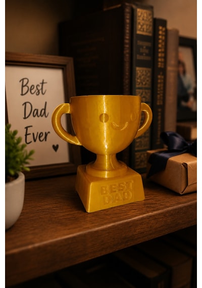 Best Dad Yazılı Babalar Günü Hediyesi Dekoratif Kupa Biblo, Babaya Özel Masa Üstü Ödül Kupası Tasarımlı Anlamlı Hediye 11x10 Cm
